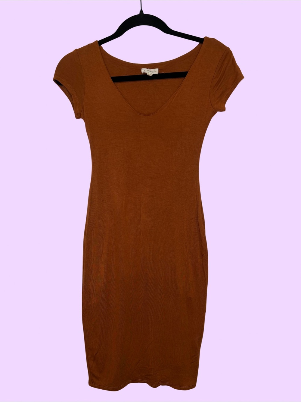 See You Monday Rust Scoop Neck Bodycon Dress